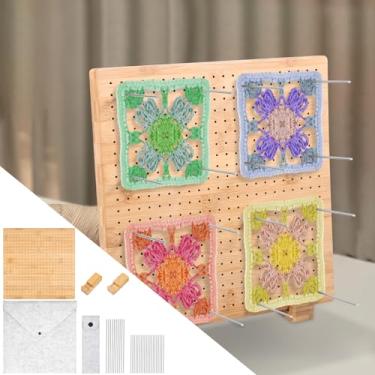 Imagem de Placa de bloqueio de crochê, placa de bloqueio de bambu para projetos de crochê, acessórios de crochê de madeira, não dobrável