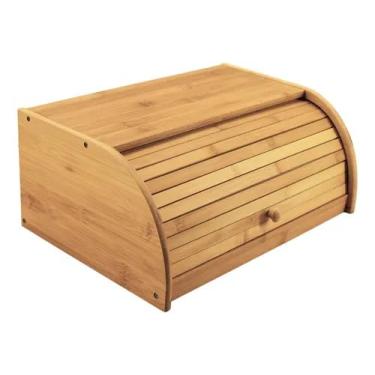 Imagem de Porta Pão Grande de Bambu com Tampa Retrátil Ecológico 40x26x18 (Padrão)