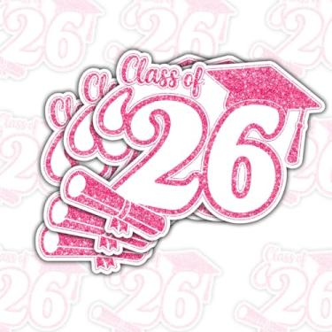 Imagem de Adesivo Class of Senior 2026 (3 peças) Adesivos de formatura com glitter rosa para meninas do ensino médio e universitárias decalque de carro para laptop garrafa de água fichário capa de telefone 7,6