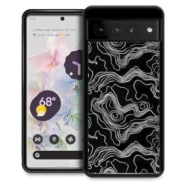 Imagem de Goodsprout Capa compatível com Google Pixel 7 Pro, preto e branco, topográfico, gradientes sutis, design de padrão incrível, à prova de choque, antiarranhões, capa traseira rígida de policarbonato