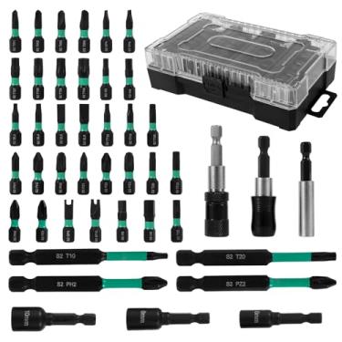 Imagem de Conjunto de 44 peças de chave de fenda de impacto, conjunto de brocas Allen magnéticas de aço S2, haste de 1/10.2 cm, brocas multichaves com caixa de armazenamento, soquete hexagonal de impacto