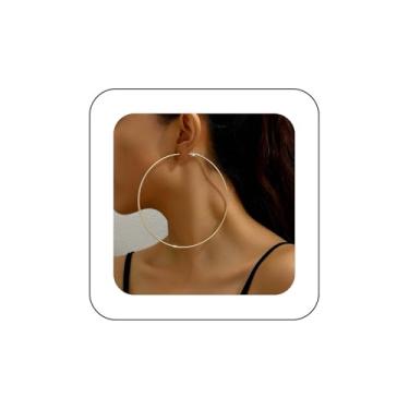 Imagem de YienDoo Brincos de argola de basquete extra grande de 11 cm (4,3") da moda, brincos grandes e finos de argola redonda, brincos grandes geométricos redondos, minimalistas, bijuterias do dia a dia para