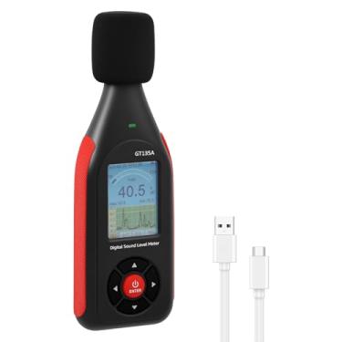 Imagem de Medidor digital de decibéis de nível sonoro de 30 a 130 dB, visor LCD, portátil, de alta precisão, 3 cores, alarme, dispositivo ajustável, leitor de decibéis, registro de dados 43000