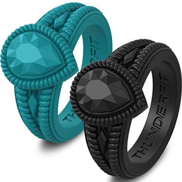Imagem de ThunderFit Aliança de casamento de silicone feminina como diamante - 4,4 mm ~ 12,4 mm de largura, 2 mm ~ 5,5 mm de espessura, 9.5 - 10 (19.2mm), Silicone, Sem pedra preciosa