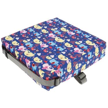 Imagem de Assento elevatório infantil para mesa de jantar, almofada antiderrapante à prova de respingos, assento elevatório com cinto de segurança ajustável e alça de fixação, assento elevatório de mesa de
