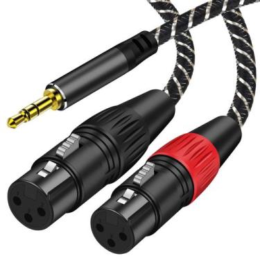 Imagem de Cabo de microfone Muchfox Dual XLR fêmea para 3,5 mm TRS de 10 pés