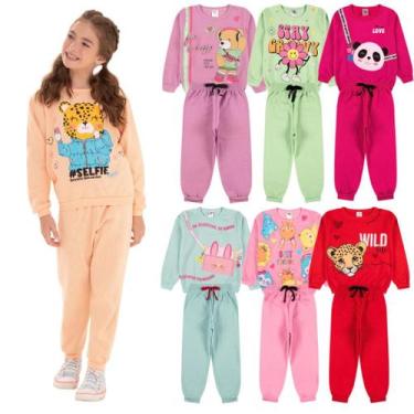 Imagem de Kit 4 Peças Moletom Roupa Menina Infantil com estampas fofas 2 Casacos