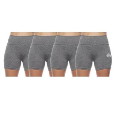 Imagem de Kit 4 shorts feminino curto meia coxa cos alto basica lisa uniforme pr