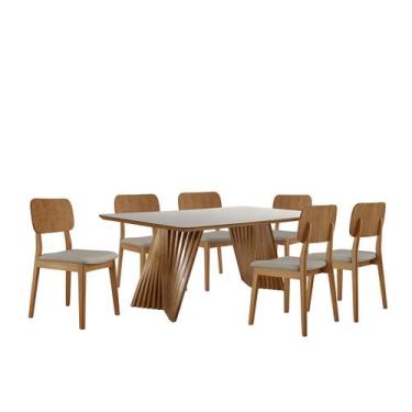 Imagem de Conjunto Sala de Jantar Mesa Itália 160x90cm Tampo Retângular Vidro/MD