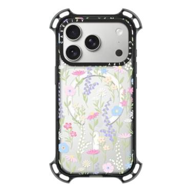 Imagem de CASETiFY Capa Bounce para iPhone 17 Pro [à prova de choque/compatível com Magsafe/6,5 m. Proteção contra quedas de grau militar 7X] - Rosa pastel fofo floral - preto transparente