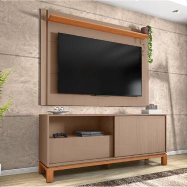 Imagem de Bancada Rack Com Painel Para Tv Até 55 Polegadas Jace Cinza - Caemmun