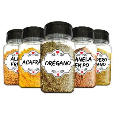 Imagem de Pote Tempero Kit 10 Potes+24 Etiquetas Adesivas Porta Condimento Q170 