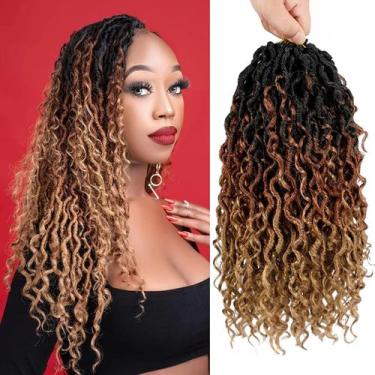Imagem de Cabelo de crochê Faux Locs YESEGO 18 cm Ombre Goddess Locs x6 1b /30/2