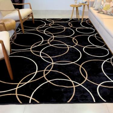 Imagem de Tapete Sala Pelo Baixo 300x200 Decorativo Inovador 3,00x2,00 Moderno Luxo Novo (PELO BAIXO PRETO)