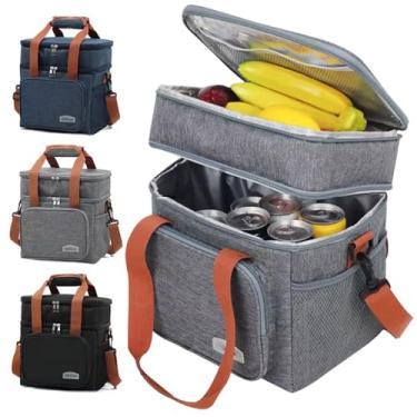 Imagem de Bolsa Lancheira Térmica Portátil Alça 2 Andares Multiuso 13 Litros Espaçosa Resistente Marmita