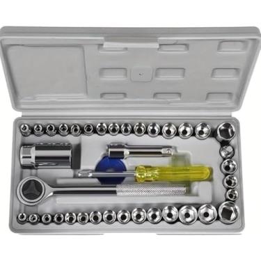 Imagem de Jogo De Soquete 40 Peças Chave Catraca Reversível Resistente à Pressão Resistente à Abrasão