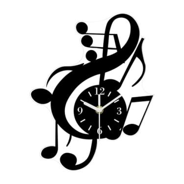 Imagem de MotiveTech Relógio de parede com nota musical, arte de parede em acrílico, decoração funcional, relógio de pendurar com baixo ruído para quarto, apartamento, 40 Cm