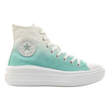 Imagem de Tênis Converse All Star Move Plataforma Hi - Cano Médio, Confortável, Versátil, Original e Ideal para o Dia a Dia (Branco/Verde, BR, Adulto, Numérico, 37)