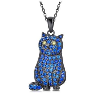 Imagem de OSCCI Colar com pingente de gato de cristal, pingente de gatinho para mulheres, joia diária para amantes de animais, Metal, Sem Pedra Preciosa