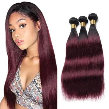 Imagem de Pacotes de cabelo YOUNGHANN Brazilian Virgin 1B/99J Straight x3