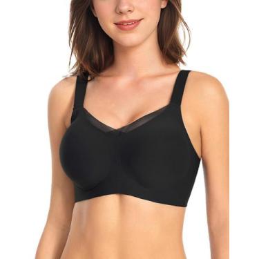 Imagem de Sutiã feminino Vinjact, renda em V, sem costura, preto, tamanho L - Vi