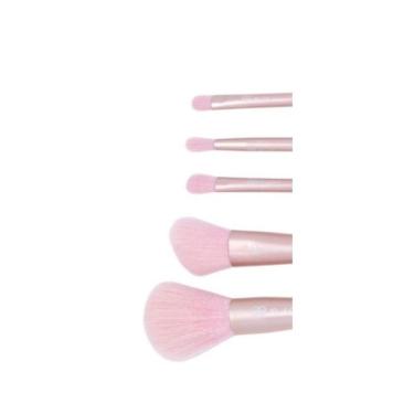 Imagem de Kit Pincel De Maquiagem 6 Peças Esfumar Rosa E Dourado