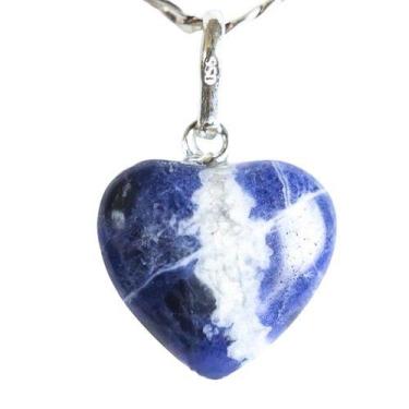 Imagem de Colar Mini Coração Sodalita Azul Natural 15mm com Pino em Prata 950 - 