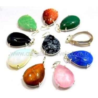 Imagem de Pingente Gota de Pedras Mistas em Prata 950 com Garra - 05 Unidades - 