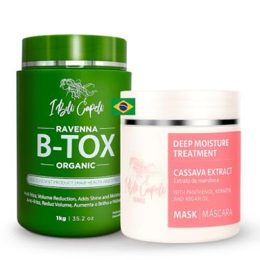 Imagem de I Belli Capelli Ravenna B-tox Organic Kit, 52.8 Fl. Oz - Tratamento B-tox para cabelos e máscara de óleo de argan para cabelos anti-frizz, redução de volume e alisamento