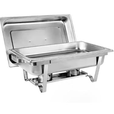 Imagem de Rechaud Inox Redondo 6 Litros Banho Maria Aquecedor Alimento aço inox litros Aço Inox6 (rectângulo-1 DIVISÓRIA)