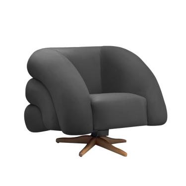 Imagem de Poltrona Giratória Orgânica com Balanço Tana Bouclê Cinza Escuro E03 - D'Rossi