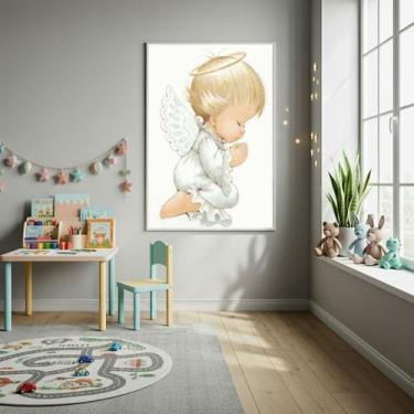 Imagem de Quadro Decorativo Um Anjinho - 70x50cm - Quadros On-line, Moldura Pret