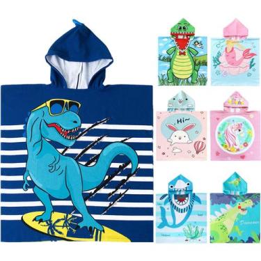 Imagem de Toalha de praia com capuz NovForth Kids para meninos e meninas, microf