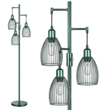 Imagem de Luminária de chão Torondo 178cm verde industrial 3 LED 800 lúmens