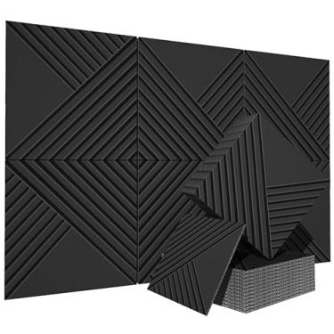 Imagem de TEMGCUAM Pacote com 6 painéis de espuma à prova de som para paredes – painéis acústicos decorativos grandes de 152 x 101 cm, painéis de parede não adesivos com absorção de som para casa, escritório