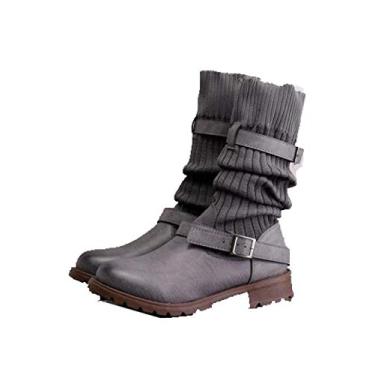 Imagem de Bigfanshu Novas botas respiráveis femininas de verão botas tênis plataforma plana meias femininas botas, Cinza, 40 BR