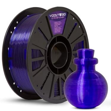 Imagem de Filamento 3D PETG HF 1.75mm Voolt3D 1kg - Alta Fluidez, Resistência e Brilho - Compatível com Todas as Impressoras 3D (Roxo Translúcido)