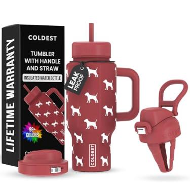 Imagem de Copo Coldest com alça e tampa de café - Copo 100% à prova de derramamento (3 tampas) - Copos isolados de aço inoxidável à prova de vazamento para mulheres e homens - Adequado para porta-copos - 680 g