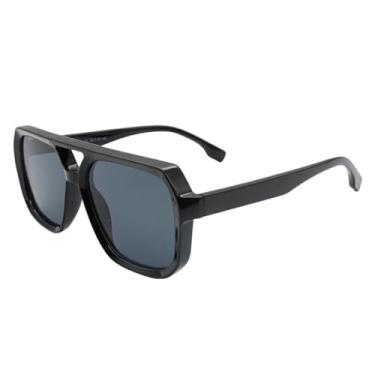 Imagem de Óculos de Sol Quadrado Grande Aviador Premium Moda Verão Carnaval Vintage Retrô UV400 Unisex Feminino Masculino - Modelo Dallas - Cacife Brand (Preto)