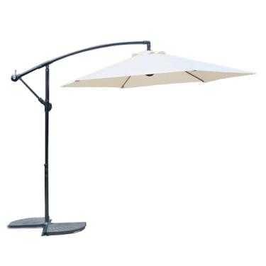 Imagem de Guarda-sol Guarda Sol Suspenso Ombrelone Deslocamento Para Deck Jardim Piscina - Estrutura Liga de Aço e 8 Varetas, Poliéster Premium UV 50+ Com Ajuste de Inclinação e Manivela