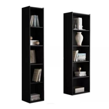 Imagem de Kit 2 Estantes Livreiro Janaina E Luiza Preto Preto - QMOVI