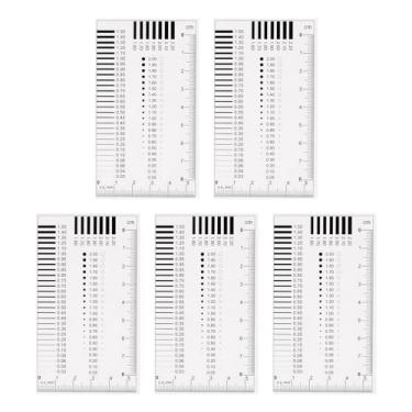 Imagem de Generic 5 peças Tabela de estimativa de tamanho SEC de alta precisão 8 x 5,5 cm 0,2 mm régua de filme de detecção de falhas de transparência para medição de defeitos de diâmetro e largura da linha