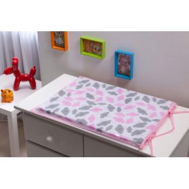 Imagem de Trocador para comoda de bebe Rosa e Cinza Chuva de Amor Nuvens  Quarto