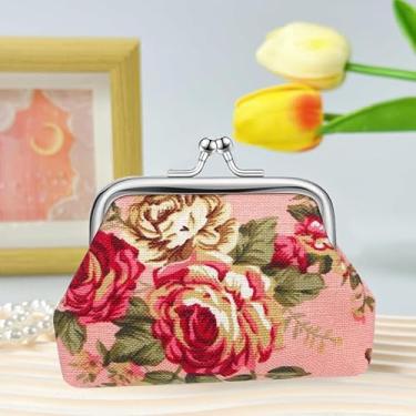 Imagem de Lindas bolsas de moedas com fivela floral – Bolsa vintage Kiss-Lock, rosa, Porta-moedas