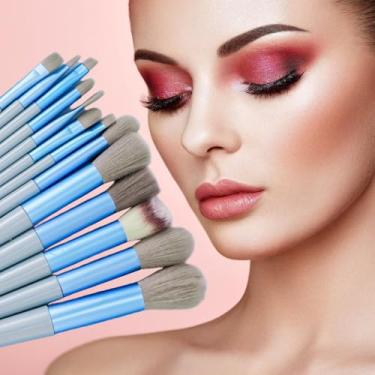 Imagem de Conjunto de pincéis de maquiagem profissionais de 13 peças – Pincéis macios e fofos para base, blush, sombra e contorno