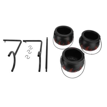 Imagem de Ymiko Conjunto de 3 Tigelas de Servir Doces de Caldeirão de Bruxas na Prateleira, Caldeirão de Plástico Preto Com Esqueletos, Fácil Montagem para Decoração de Cozinha Interna e