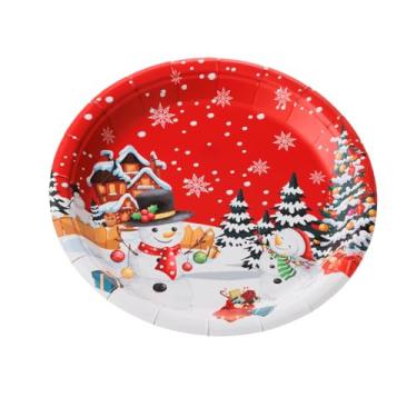 Imagem de Prato Descartável Sobremesa Natal Papel 18Cm 10 Unidades (Natal Vermelho)