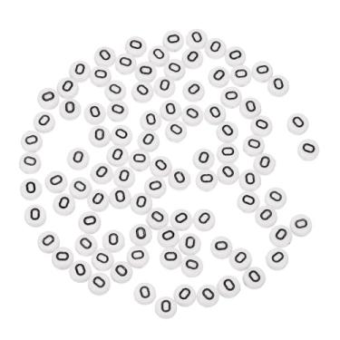 Imagem de Generic 100 contas de números de acrílico, 4 x 7 mm contas redondas brancas número 0 contas espaçadoras de plástico para fazer joias, pulseiras, colares, chaveiro