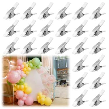 Imagem de LemonRoad Pacote com 24 clipes de arco de balão de 4 cm grampos de mola de metal clipes fortes para prender balões a quadros de arco, suportes de pano de fundo, decoração de festa, artesanato