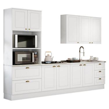 Imagem de Cozinha Completa Americana 4 Peças Com Torre Quente 2 Fornos Branco - Móveis Henn Branco